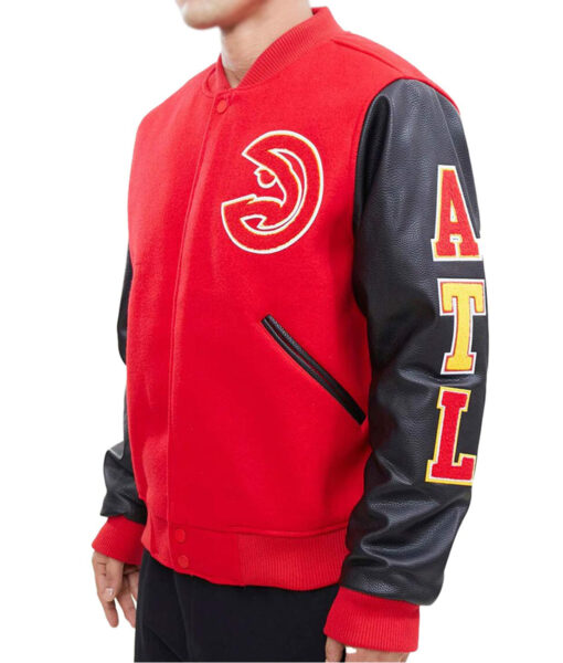 Atlanta Hawks Red and Black Bomber Jacket