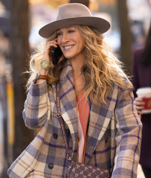 Sarah Jessica Parker, And Just Like That Season 2 Carrie Bradshaw Plaid Coat