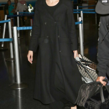 JFK Airport New York Angelina Jolie Wool Black Trench Coat