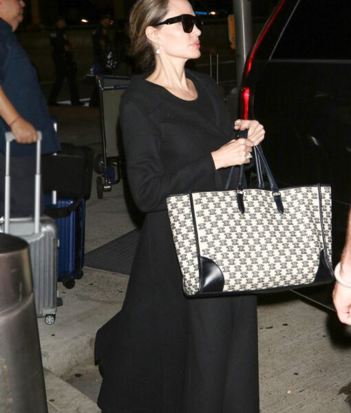 JFK Airport New York Angelina Jolie Wool Trench Coat