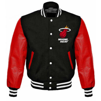 Miami Heat Black and Red Bomber Varsity Jacket