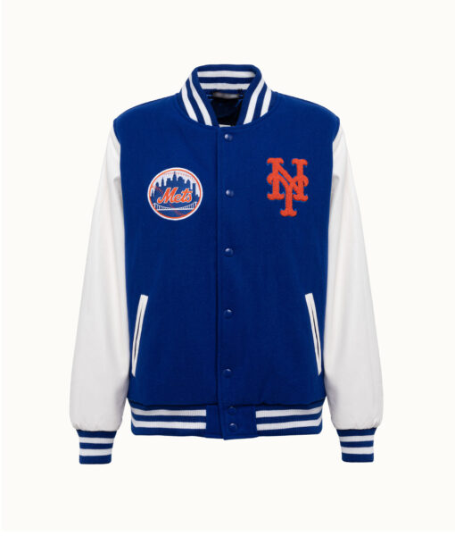 NY Blue and White Mets Varsity Jacket1