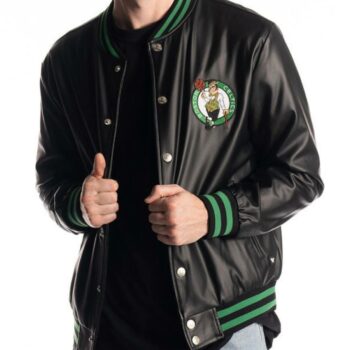 Boston Celtics Bomber Black Varsity Jacket