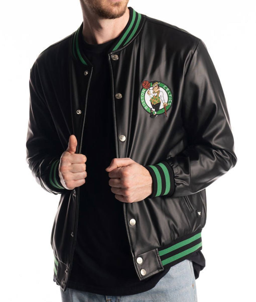 Boston Celtics Black Leather Varsity Jacket (1)