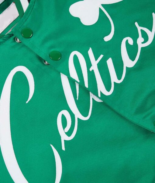 Prime Time Boston Celtics Green and White Varsity Jacket