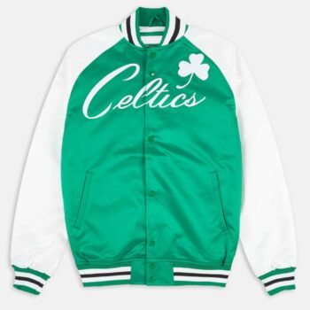 Prime Time Boston Celtics Green and White Satin Jacket