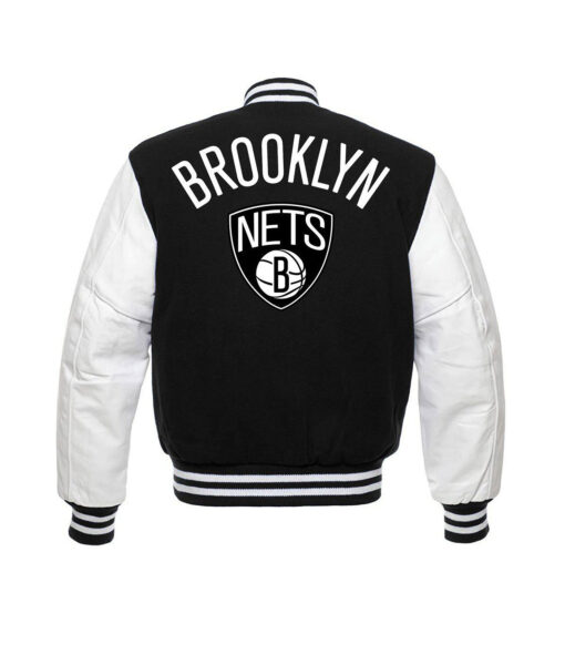 Brooklyn Nets Black and White Varsity Jacket