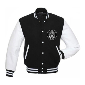 Brooklyn Nets Letterman Black and White Varsity Jacket