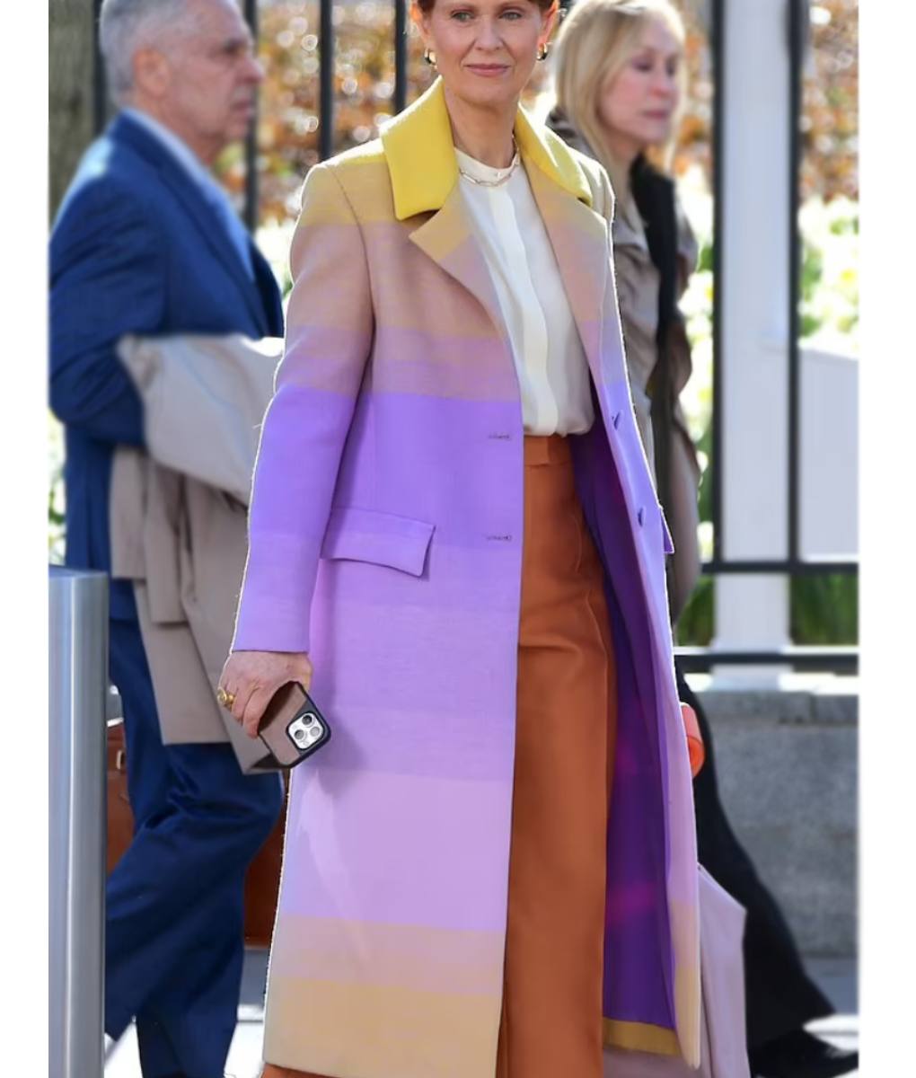Cynthia Nixon Colorful Coat (2)