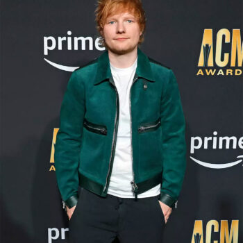 58th Music Awards Ed Sheeran Green Suede Leather Jacket