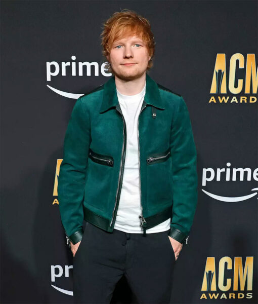 58th Music Awards Ed Sheeran Green Suede Leather Jacket