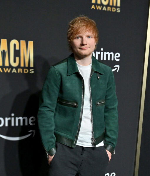 58th Music Awards Ed Sheeran Green Leather Jacket