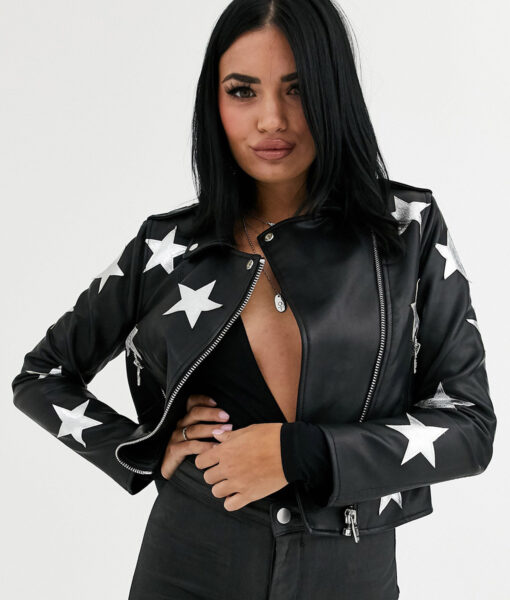 Sofia Wylie High School Musical The Musical S04 Gina Star Print Black Leather Jacket