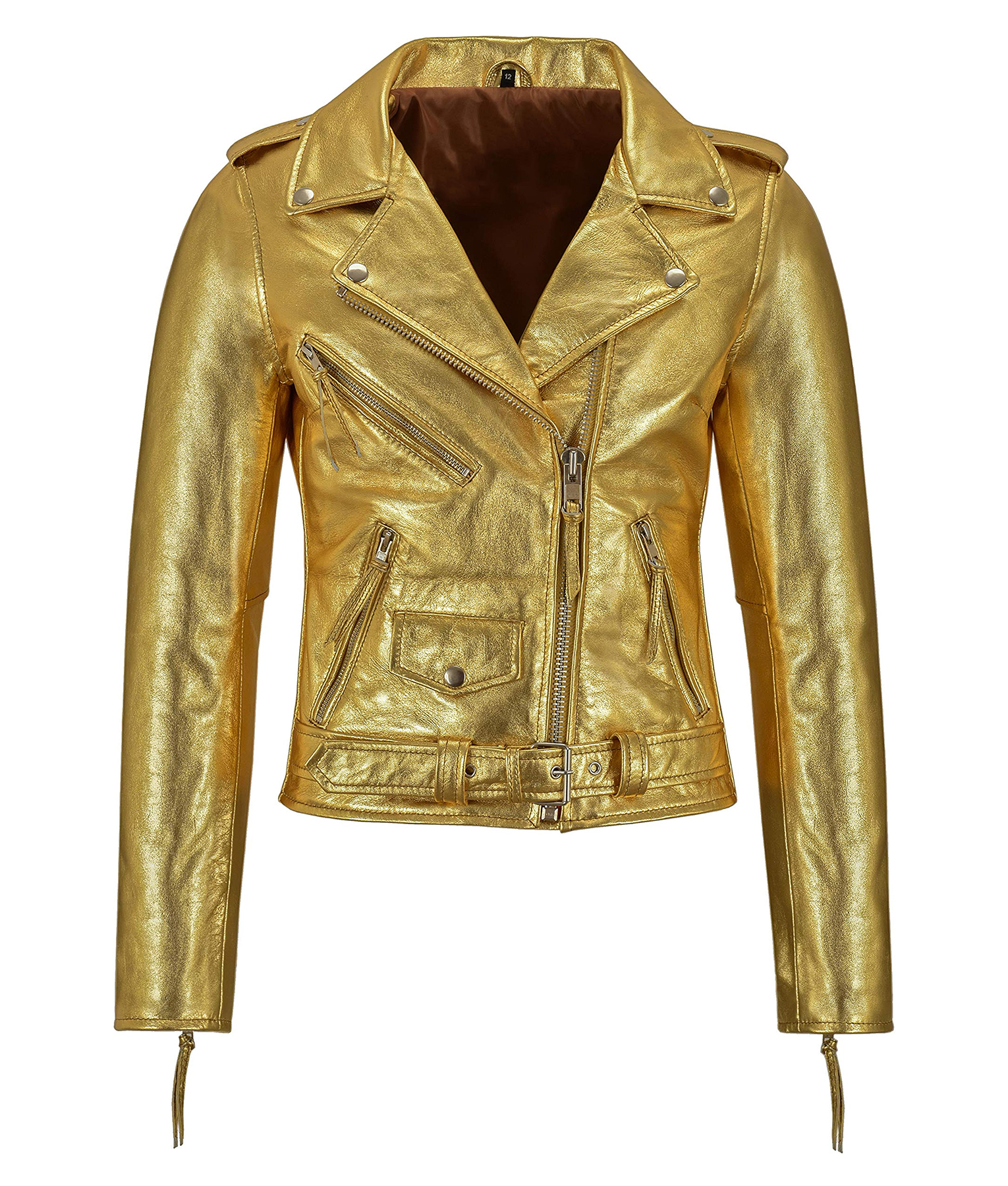 Gold Metallic Biker Leather Jacket (1)