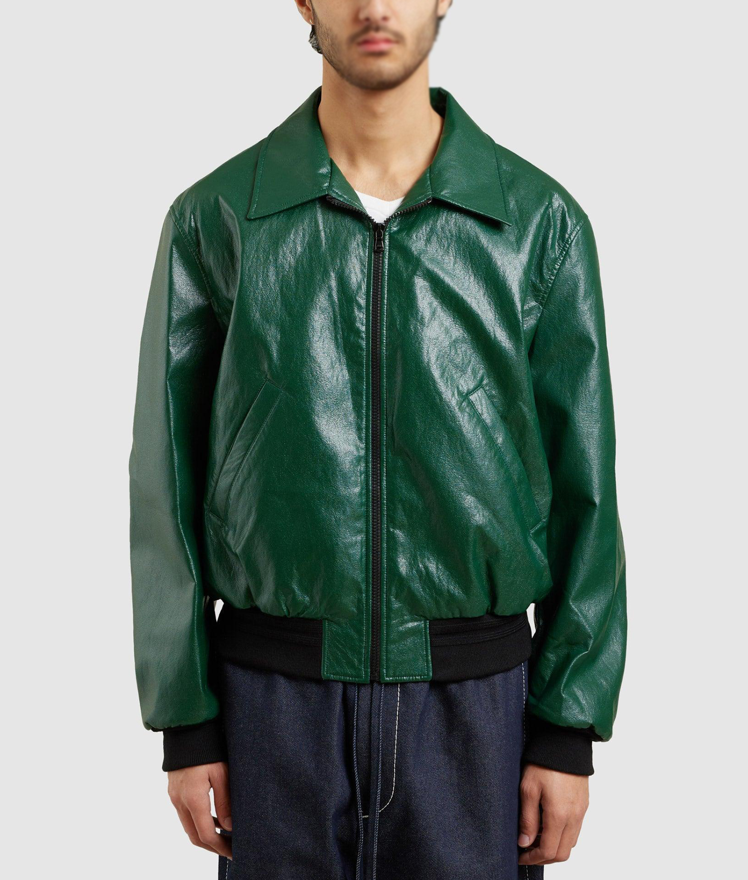 Grasse Vintage Leather Green Bomber Jacket2