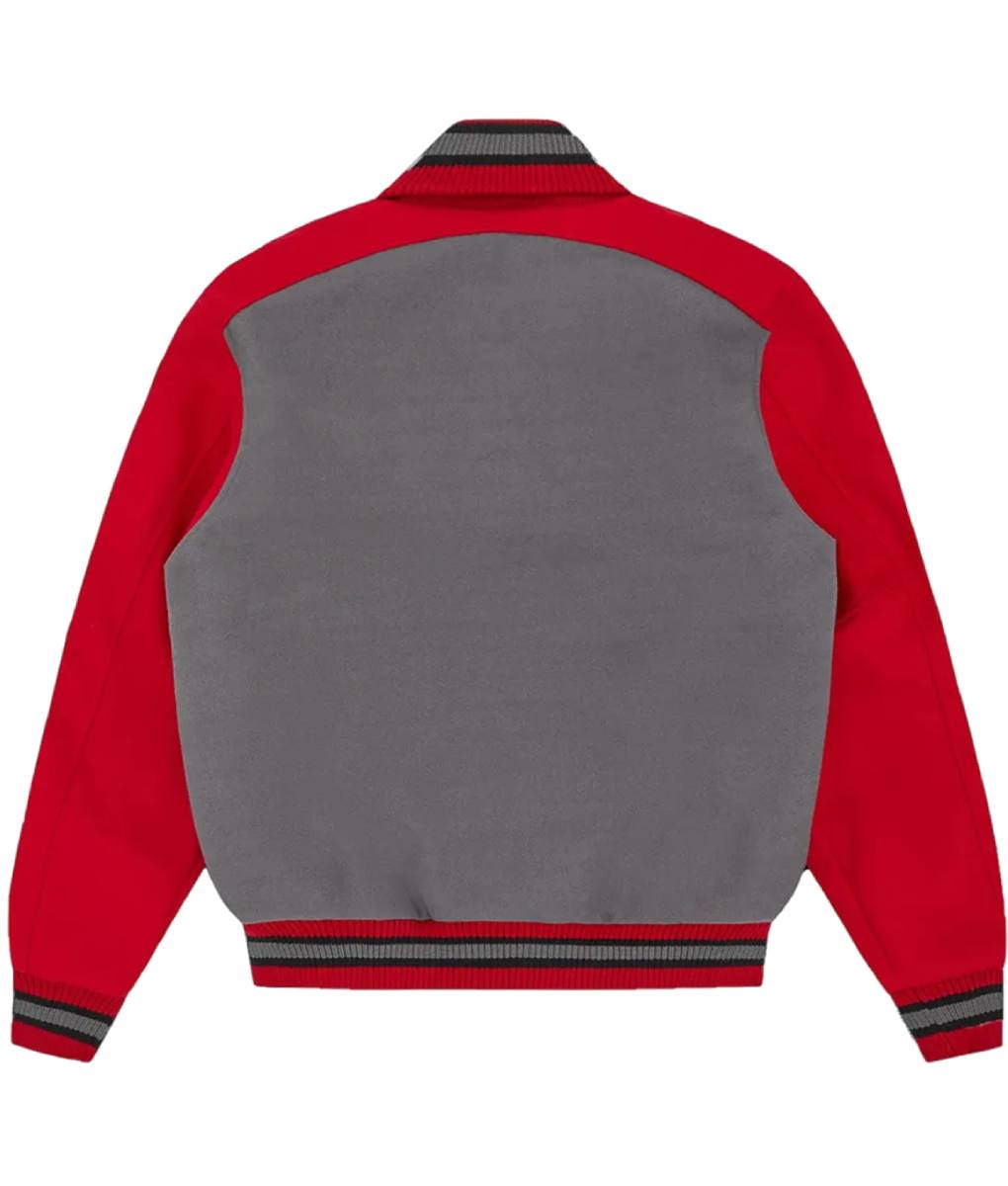 ICECREAM Gray and Red Varsity Jacket (1)