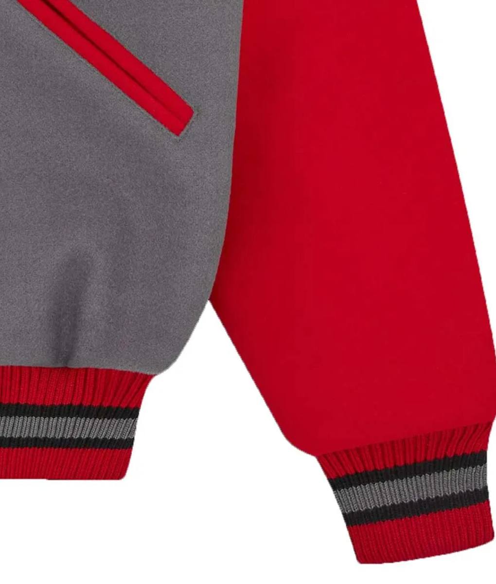 ICECREAM Gray and Red Varsity Jacket (3)