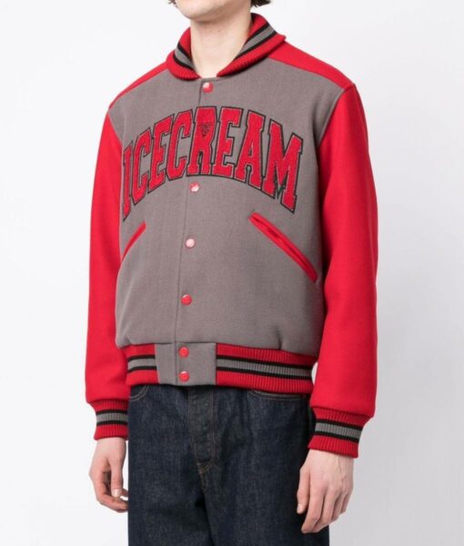 ICECREAM College Varsity Gray and Red Jacket
