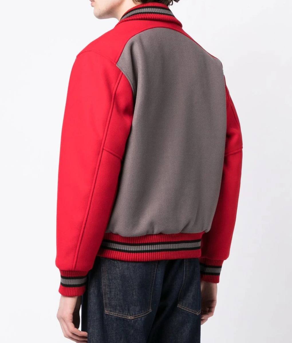 ICECREAM Gray and Red Varsity Jacket (8)