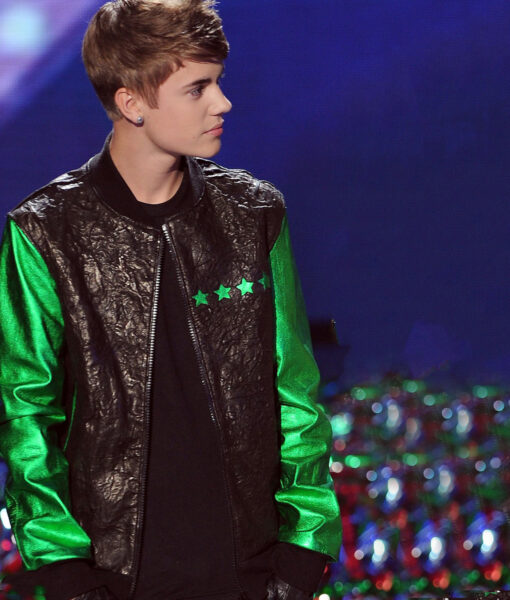 Singer Justin Bieber the X Factor Black & Green Jacket3