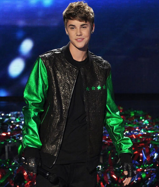 Singer Justin Bieber the X Factor Black & Green Jacket
