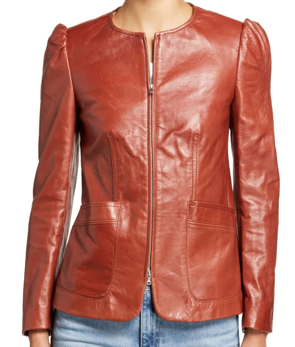 Karen Pittman Brown Leather Jacket (3)