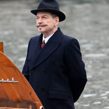 Kenneth Branagh A Haunting in Venice 2023 Hercule Poirot Navy Blue Coat