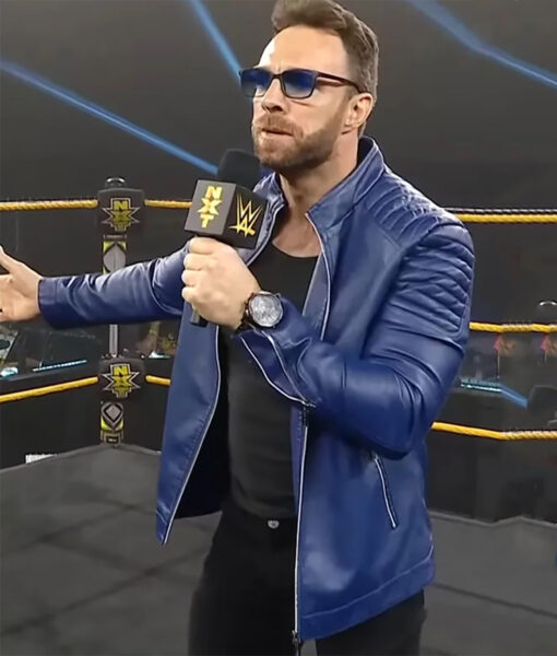 WWE NXT Shaun Ricker LA Knight Blue Faux Leather Jacket