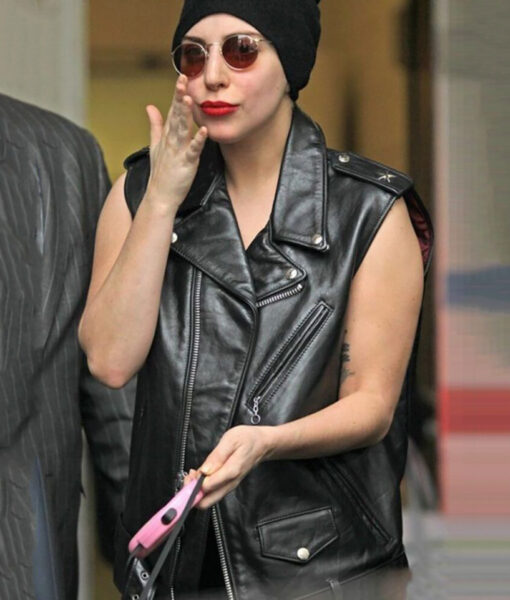 Lady Gaga American Singer & Song Writer Black Leather Vest