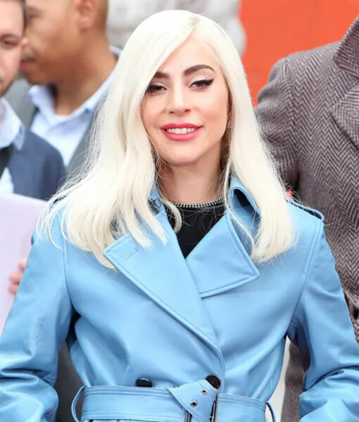 American Singer & Song Writer Lady Gaga Striking Leather Trench Coat