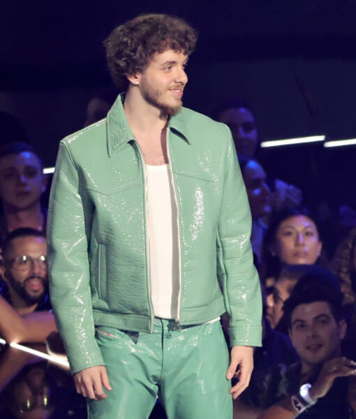 MTV Show Jack Harlow Sea Green Leather Jacket