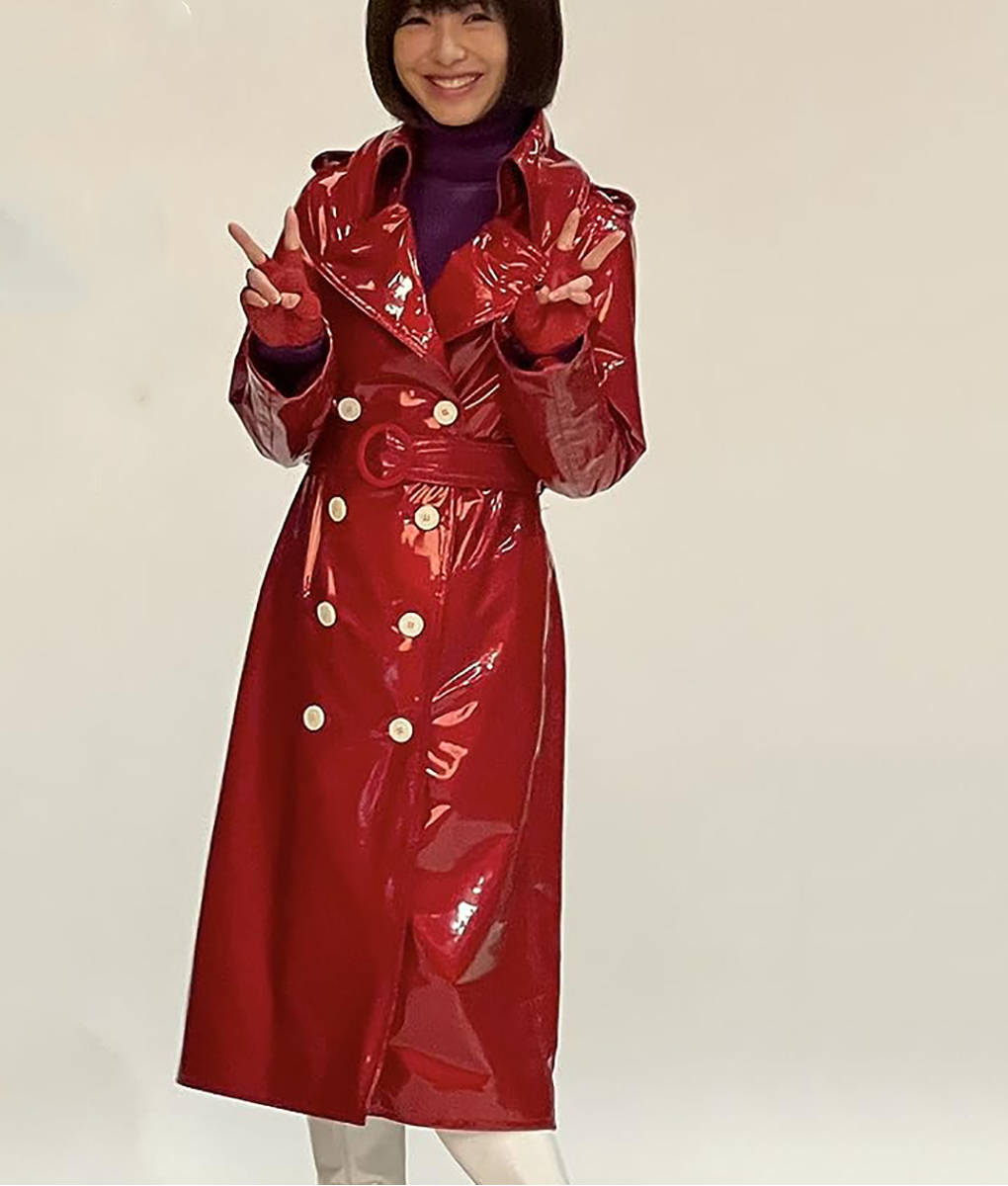 Minami Hamabe Red Leather Coat (1)