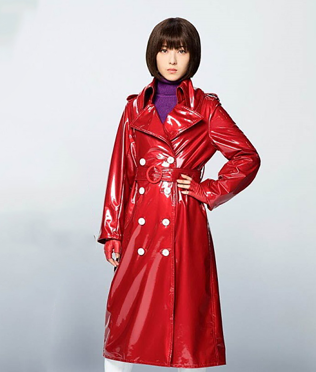 Minami Hamabe Red Leather Coat (2)