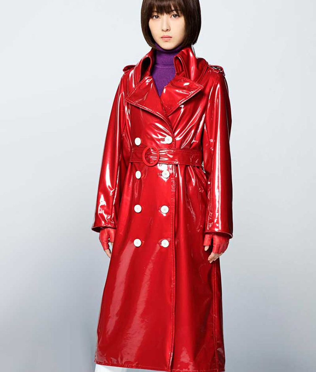 Minami Hamabe Red Leather Coat (3)