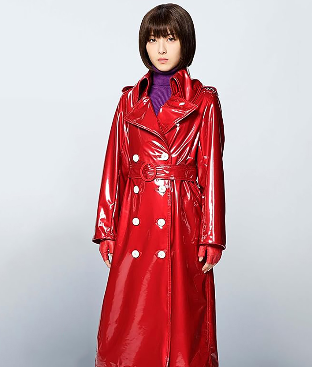 Minami Hamabe Red Leather Coat (5)