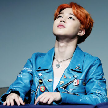 K Pop BTS Star Park Jimin Blue Leather Jacket4