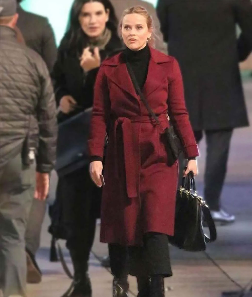 Reese Witherspoon Burgundy Coat (1)