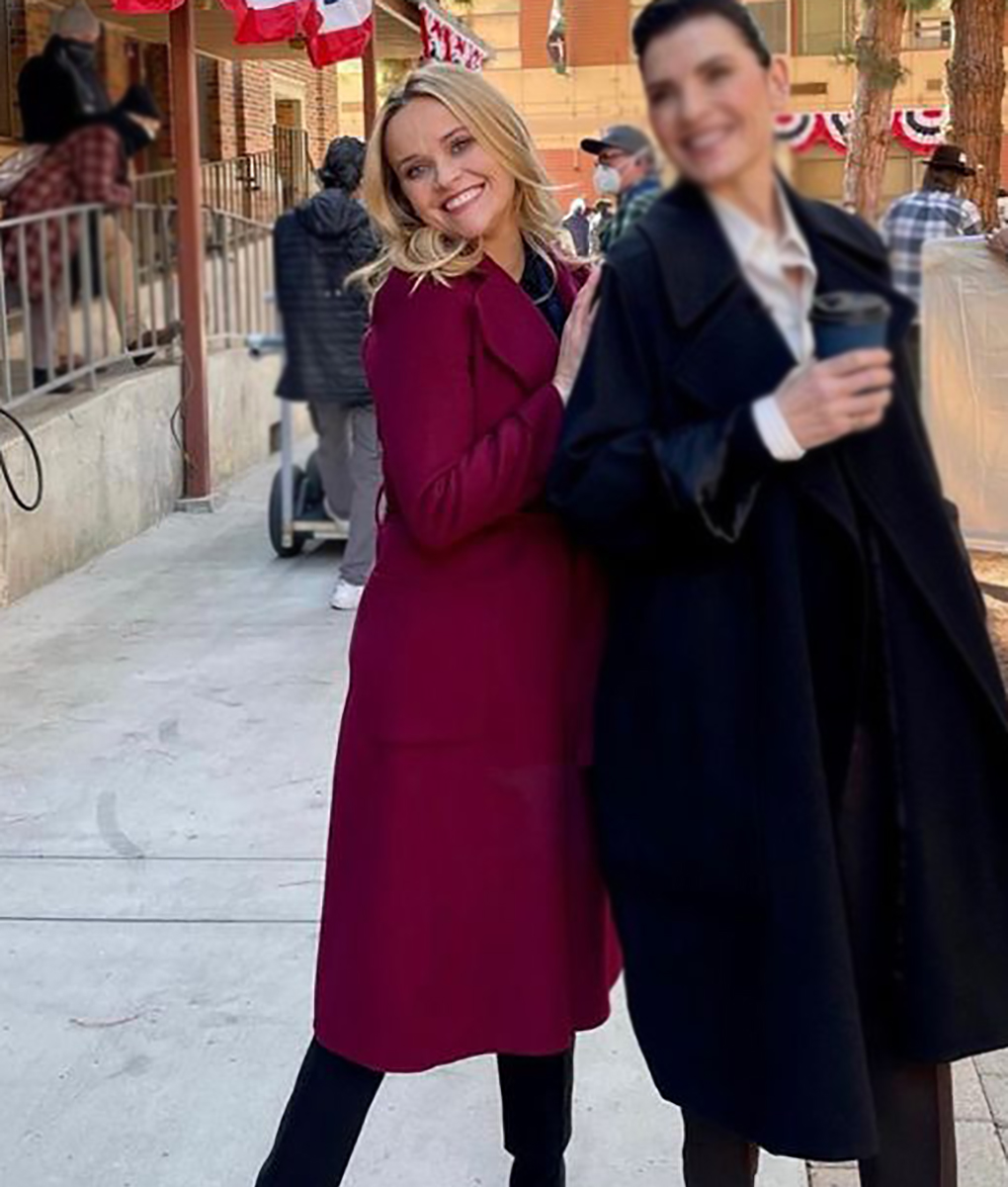 Reese Witherspoon Burgundy Coat (3)
