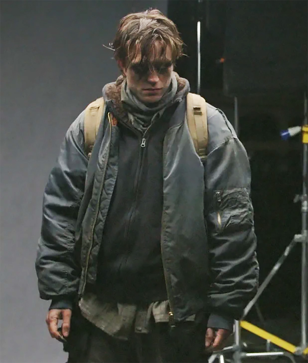 Robert Pattinson Grey Bomber Jacket (4)