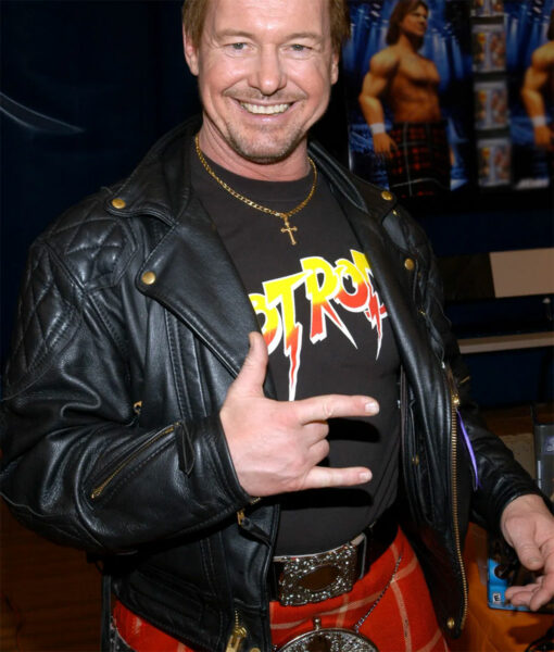 Wrestler Rowdy Roddy Piper Black Leather Jacket