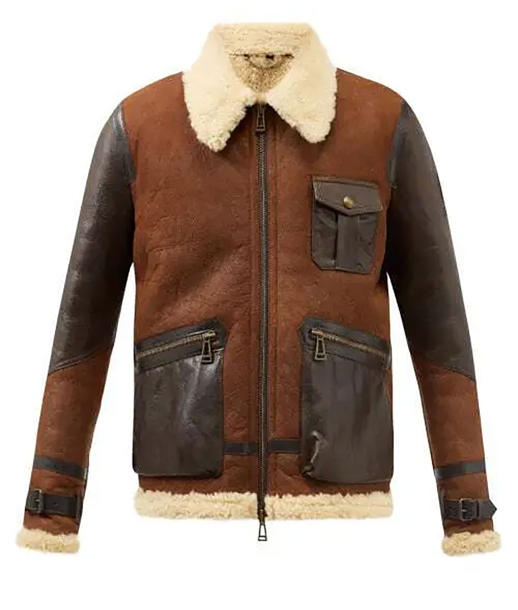 Sam Heughan Leather Aviator Jacket