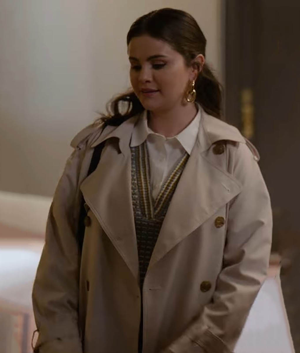 Selena Gomez Leather Trench Coat (1)