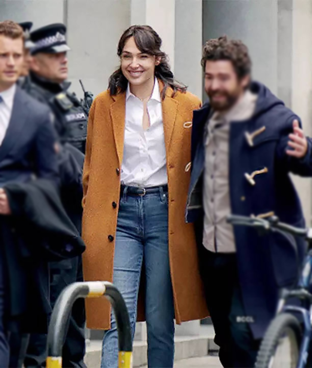 Stone Gal Gadot Brown Trench Coat