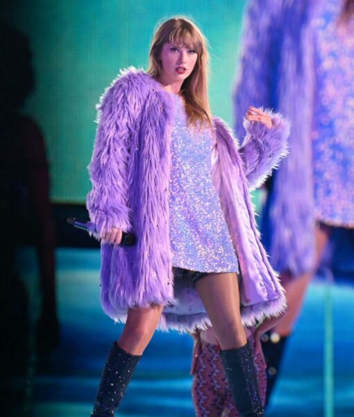 Eras Tour 2023 Taylor Swift Purple Faux Fur Coat6