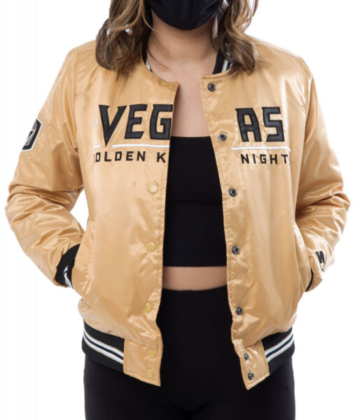 Starter Vegas Golden Knights Leather and Satin Varsity Jacket