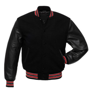 Mens Baseball Style Lettermen Vintage Black Bomber Varsity Jacket