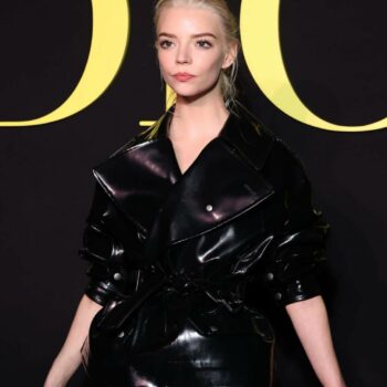 Dior Fashion Show Anya Taylor-Joy Black Leather Jacket