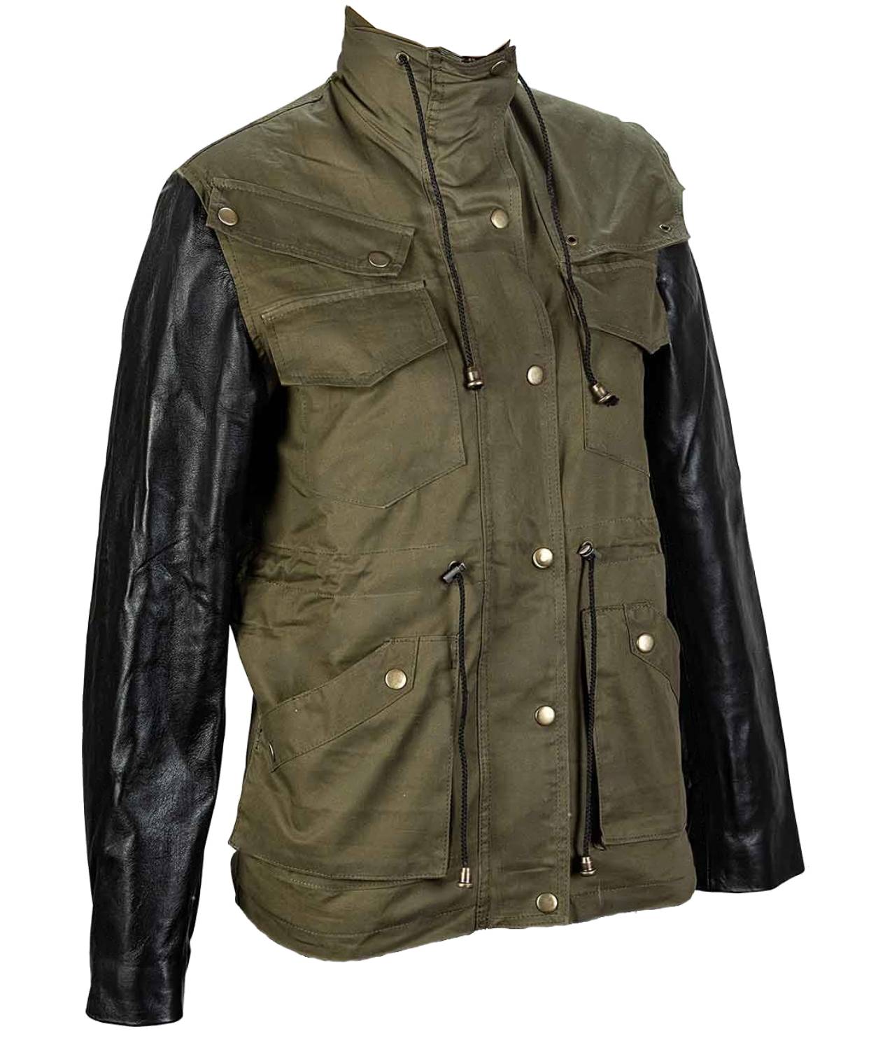 Army Jacket with Leather Sleeves 2