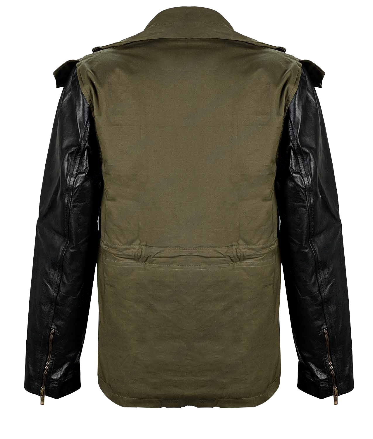 Army Jacket with Leather Sleeves