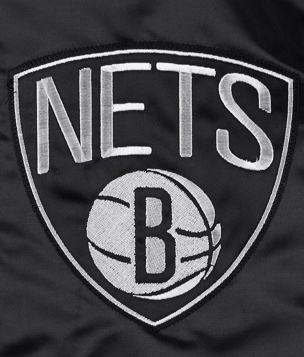 B Nets Baseball Black Varsity Jacket (1)